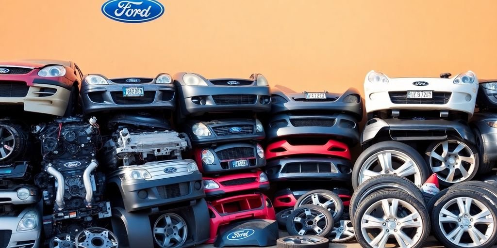 Ford auto parts in a Canberra wrecking yard.