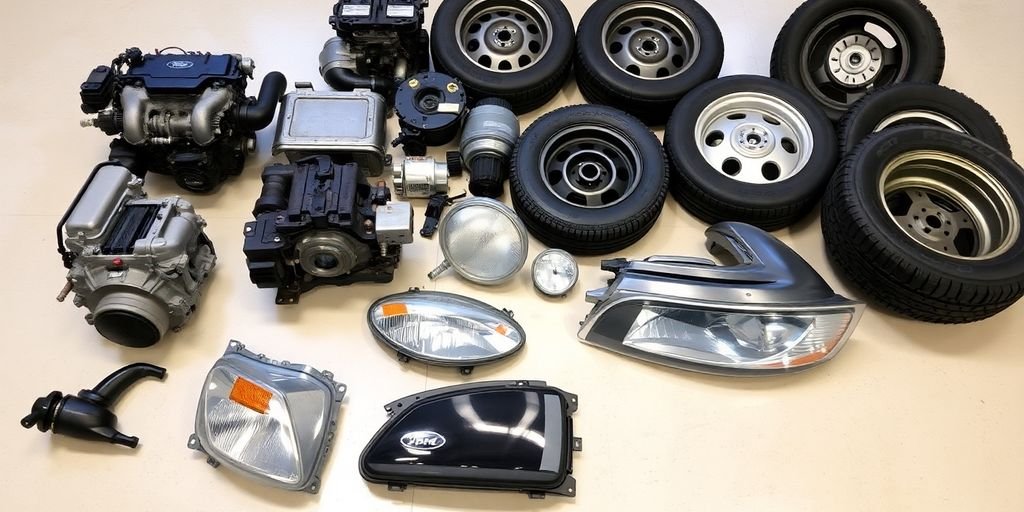 Ford Territory spare parts laid out neatly.