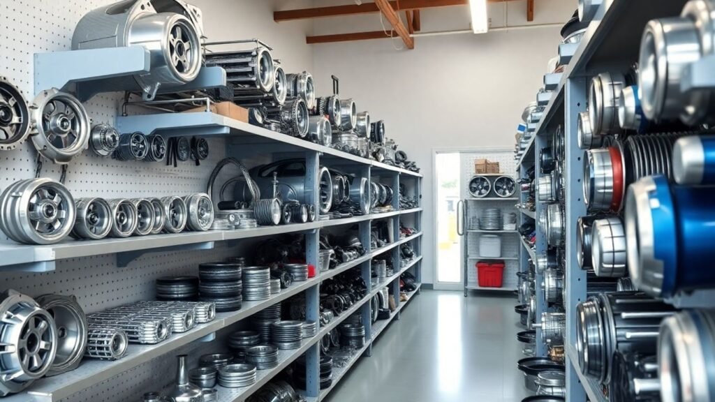 Ford car parts displayed in a Brisbane store.